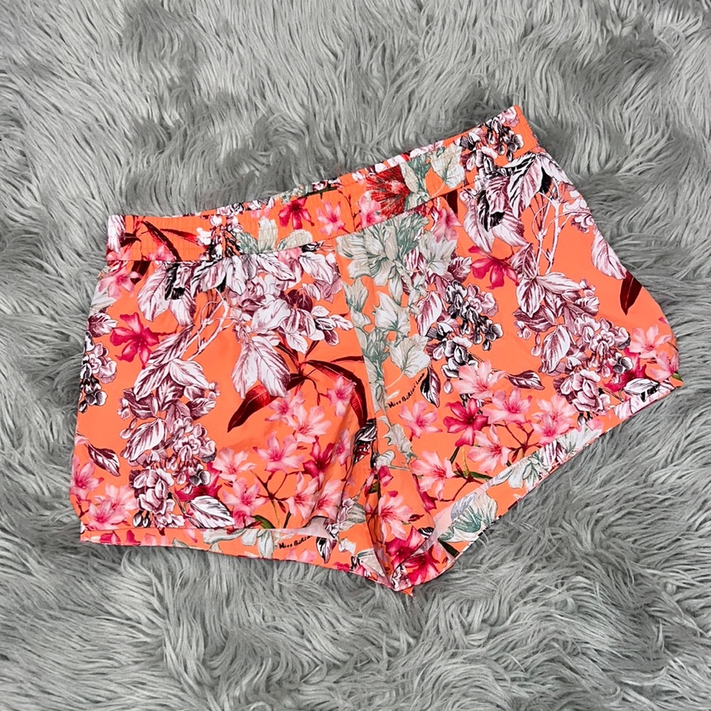 Victoria’s Secret Miss Bikini Neon Orange Tropical Floral Beach Swim Board Short